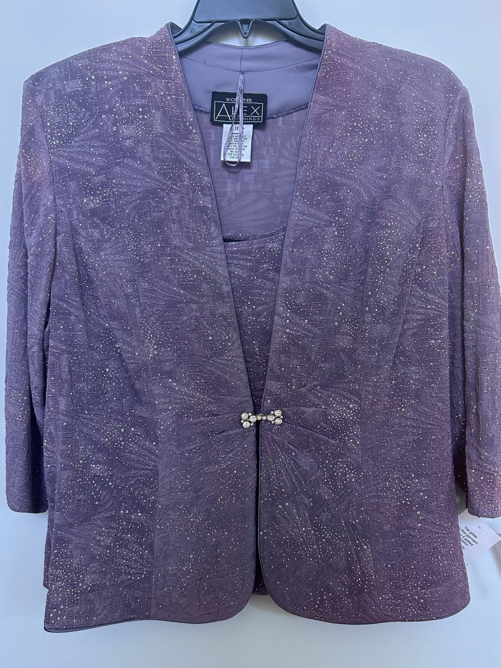 Alex Evenings Lavender Sparkle Open-Front Evening Jacket